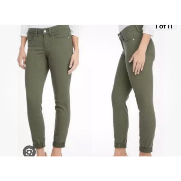 NYDJ LIFT TUCK Alina Convertible Ankle Skinny Pants Olive Green jeans size 10 - Picture 2 of 8